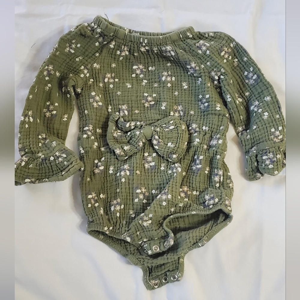 Greyson Mini Floral Green Baby Romper 18mo